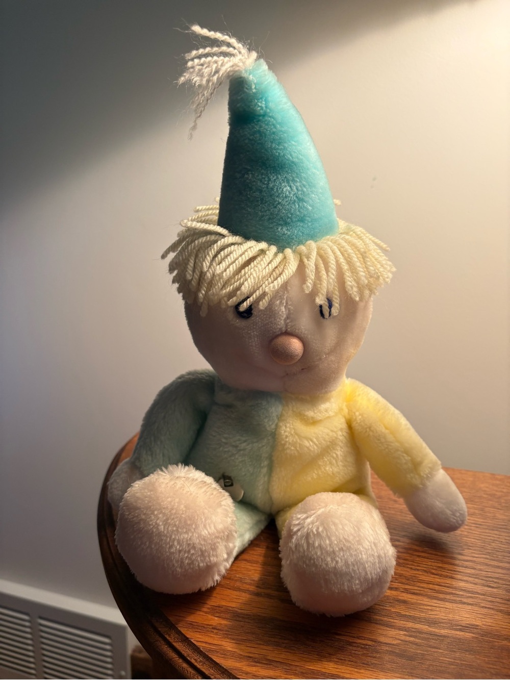 Vintage Eden Toys Pastel Clown Wind Up Plush Doll Stuffed Toy Musical 13’ Works